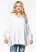 Blouse A-line roll sleeves - white  - #1