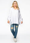 Blouse A-line roll sleeves - white - #2