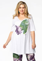 Tunic leave wide bottom COTTON - white  - #1