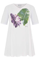 Tunic leave wide bottom COTTON - white  - #4