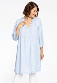 Tunic pintucks LINEN - indigo - #1