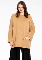 Pullover with cable knit - brown - #1