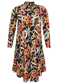Polodress with frill GRAPHIC - black - #4