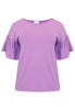 Shirt wide frill sleeve COTTON - light purple - #4