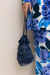 Beuteltasche mit perlen - blau